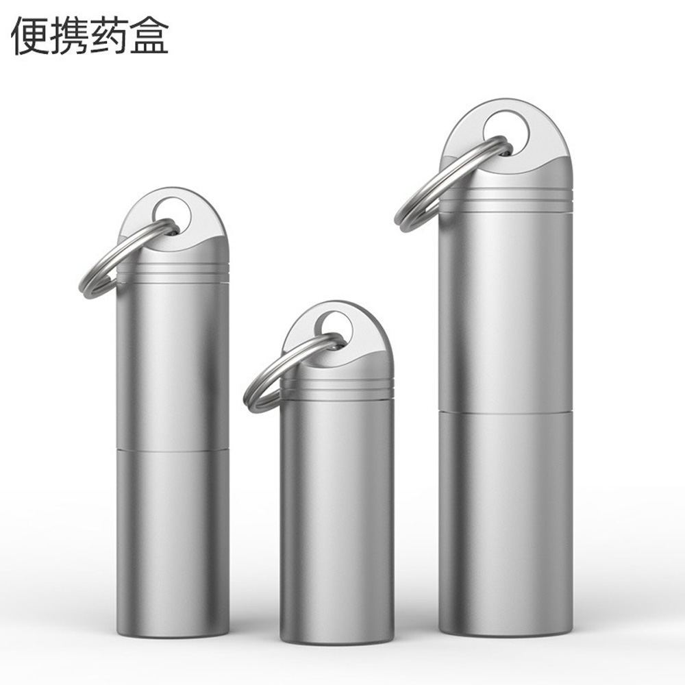 Portable Stainless Steel and Titanium Alloy Light-proof Sealed Medicine Box Bottle with Nitroglycerin Keychain for On-the-go Use