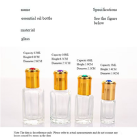 Flacon à bille en verre octogonal transparent pour huiles essentielles et parfums, avec impression sérigraphiée, pour crème contour des yeux