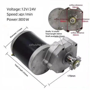 고토크 40RPM 비료 살포기 브러시드 기어드 모터 24V 12V 48V DC 전기 모터 800W 제로턴 잔디깎이 모터 - Product Image 2
