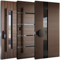 Porte d'entrée en acier de style américain classique avec bandes de sécurité antivol, porte pivotante en aluminium et bois pour maison