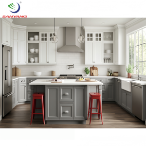 Tủ bếp màu trắng, nội thất lưu trữ nhà bếp, nội thất căn hộ, tủ bếp hiện đại lắp ráp sẵn, tủ bếp gỗ dán, nhà máy sản xuất tủ bếp tại Việt Nam - Product Image 2