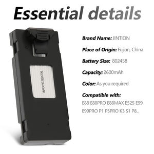 JINTION 802458 2600mAh 3,7 V 18650 Batterie zelle für E88 PRO MAX E525 E99 PRO P1 P5PRO K3 S1 P8, stabile UAV-Ersatz batterie - Product Image 4