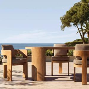 Juego de mesa y silla de madera de teca maciza de alta calidad para hotel y restaurante, diseño moderno para <span class=keywords><strong>muebles</strong></span> de patio al aire libre - Product Image 6