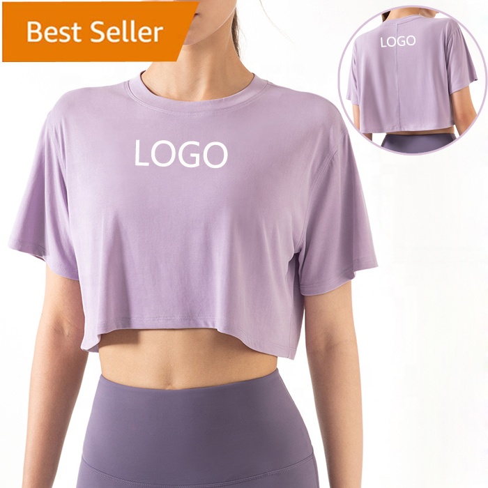 Women Quick Dry Lightweight Short Sleeve Modal Workout Casual Athletic T-shirt Crop Tops Gym Clothes Loose Fit Yoga Shirts