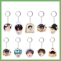 Porte-clés photo personnalisés en acrylique en gros, breloques portrait sur mesure, fournisseur de marchandises pour fans et boutiques de cadeaux