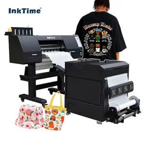 InkTime-máquina de transferencia de película PET para impresora DTF, fabricante de China, tinta blanca y Color CMYK con máquina de vibración de polvo