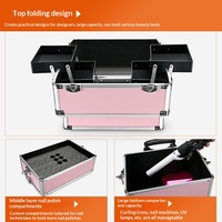 Valise de Maquillage Professionnelle en Tissu Éponge pour Tatouage, Broderie, Nail-Art, Cosmétiques, avec Roues Rétractables et Frein - NOUVEAU