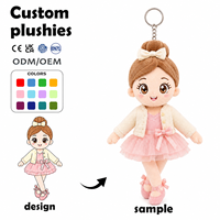 Porte-clés en peluche ballerine personnalisé, poupée OEM, jouet en peluche fille ballet, breloque de sac, cadeau personnalisé pour la promotion des écoles de danse
