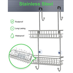 Estante de almacenamiento para ducha de la mejor calidad, conjunto de <span class=keywords><strong>accesorios</strong></span> de champú colgante para <span class=keywords><strong>baño</strong></span> de vidrio, estante organizador Caddy <span class=keywords><strong>sin</strong></span> perforación - Product Image 5