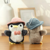 Peluche créative petit pingouin avec casquette, accessoires porte-clés unisexe pour couples avec nœud papillon, en coton PP, 11CM-30CM