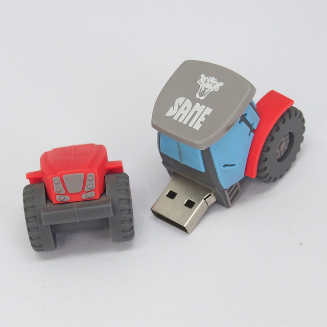 PVC Scaling Tractor Silicone Cute Figurine USB Drive Factory USB Pen Drive 128MB to 128GB USB Stick Memory Pendrive