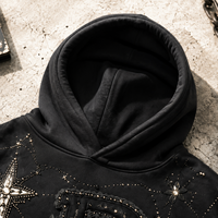 Zware oversized hoodie met patchwork, borduurwerk, zakken en 500G fleece, streetwear kleding, heren trainingspak