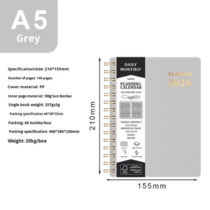 Agenda <span class=keywords><strong>de</strong></span> planification en cuir pour le commerce extérieur, spirale, tissu PP, feuilles mobiles, 100 feuilles, A5, planificateur hebdomadaire, carnet <span class=keywords><strong>de</strong></span> notes <span class=keywords><strong>de</strong></span> <span class=keywords><strong>travail</strong></span>, agenda, cadeau - Product Image 1