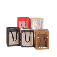 Logo Transparent Rectangulaire Fenêtre Cadeau Sac À La Main Kraft Papier Ruban pour Vêtements Artisanat Bougie Emballage Alimentaire pour