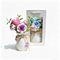Vase à fleurs en crochet moderne fait main |   Décoration d'intérieur en forme de cœur en fil de laine, cadeau pour la Saint-Valentin, Thanksgiving |   5 couleurs