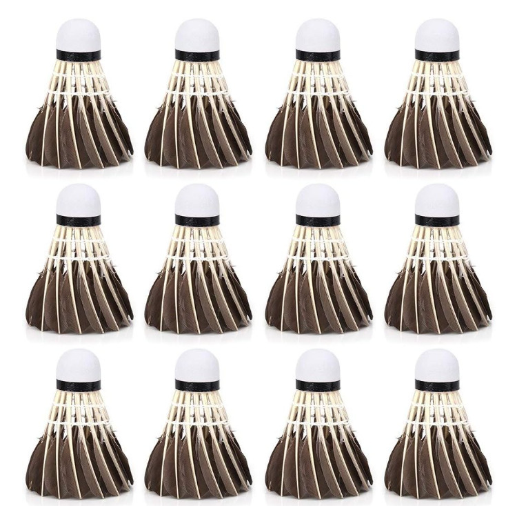 Paquet de 12 volants de badminton en plumes noires, en mousse ti