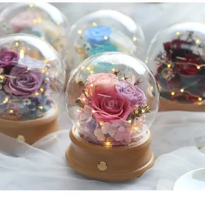 Светодиодная Сохраненная Цветочная Роза Музыкальная шкатулка со светодиодной подсветкой, вечная роза, сохраненная Цветочная bluetooth-Колонка