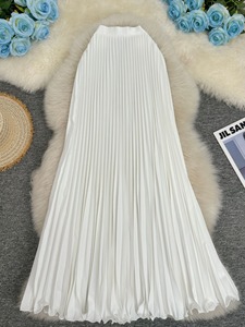 Jupe plissée Annshine style <span class=keywords><strong>euro</strong></span>-américain, coupe évasée, classique et polyvalente, taille haute, amincissante, ligne A, longueur midi - Product Image 3