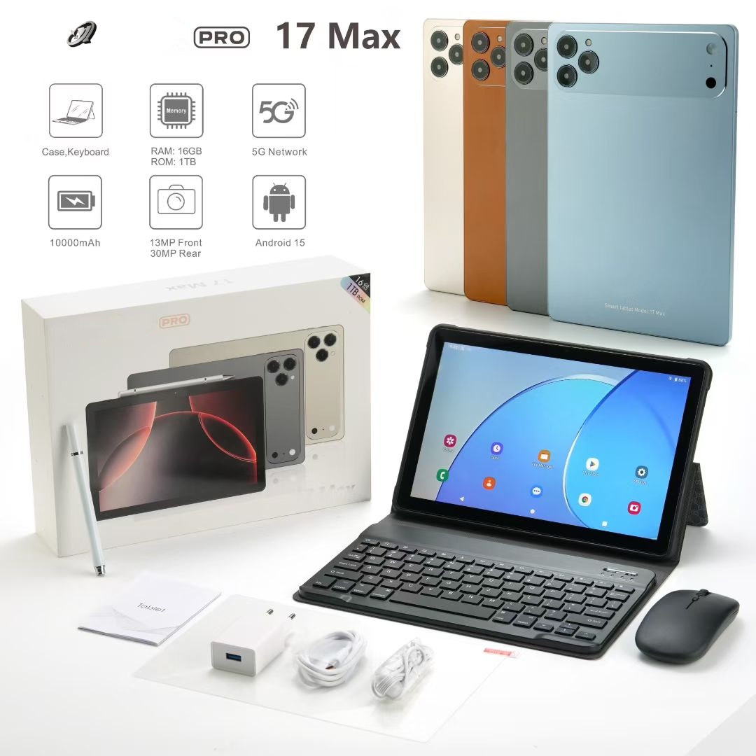 Pad 17 Pro Max 10.1inch SIM Android 15 Tablet PC for Entertainment