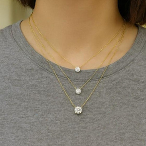 Collar Gargantilla Minimalista de Moissanita VVS GRA de Corte Redondo con Cadena Cruzada, Chapado en Oro de 14K, Venta al por Mayor de Fábrica para Mujer - Product Image 3