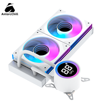 Refroidisseur d'eau AntarcChill 240 mm avec affichage numérique rond, tête de refroidissement compacte, radiateur de refroidissement liquide pour processeur de bureau ITX de taille moyenne