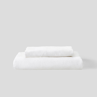 Eco-friendly Twin Queen King size Luxe français bio lin naturel Parure de couette taie d'oreiller Parure de lit en lin à rayures grises