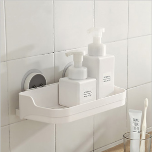"Plastic Storage Basket Organizer Vacuum Suction Cup Holder Bathroom Corner Shower Caddy "