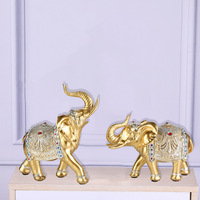 Statue Elephant Resine Peinte Main Style Europeen Figurine Decoration Maison Bureau Sculpture Collection Cadeau Ornement