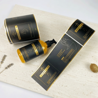 Étiquettes autocollantes personnalisées en rouleau pour bouteilles de shampoing et de gel douche, résistantes à l'eau, avec dorure à chaud et protection UV, finition de luxe