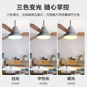<b>Ceiling</b> Fan <b>Light</b> With <b>Led</b> Fixed Blade Wood Blades Flush Mount For Living Room And Study 220V - Product Image 5
