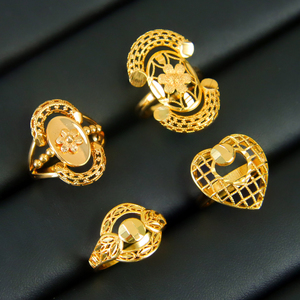 Middle Eastern Fashion Gold Jewelry Rings Vintage 21k Gold Plated Saudi Luxurious Ring for Women Daily - Product Image 5