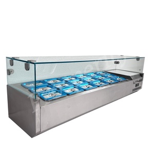 Comptoir réfrigéré en acier inoxydable, station de préparation, plan de travail pour salades et pizzas, <span class=keywords><strong>mini</strong></span> table de refroidissement pour ingrédients et garnitures - Product Image 2