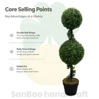 Arbre topiaire artificiel à double boule de 91 cm en buis, plante en pot enroulée, écologique, pour la maison, le bureau, l'intérieur, les mariages, Halloween