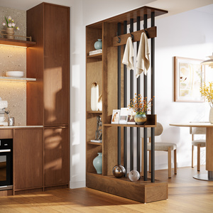 Tribesigns - Librería Divisoria de Habitaciones de 71 Pulgadas, Color Marrón, con Estantes y Ganchos para Abrigos, <span class=keywords><strong>Separador</strong></span> de <span class=keywords><strong>Madera</strong></span> Moderno para Oficina en Casa - Product Image 3