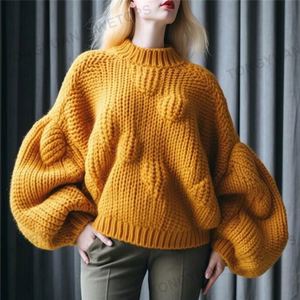 Femmes grande taille vêtements 2023 Offre Spéciale lâche gros fil lanterne manches à la <span class=keywords><strong>main</strong></span> <span class=keywords><strong>pull</strong></span> surdimensionné femmes - Product Image 4