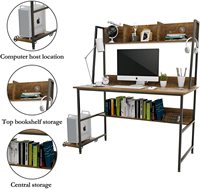 Kayu Modern Komputer Meja Belajar Menulis PC Kecil Meja Laptop untuk Rumah Kantor dengan Penyimpanan Rak Buku dan CPU Berdiri