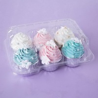 Boîtes à cupcakes avec dôme, compartiment pour mini-cupcakes, conteneur transparent jetable en PET, boîte à 6 cupcakes et emballage en plastique