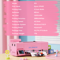 Colorsun Nouveautés Personnaliser Imprimante DTF rose XP600 Imprimante DTF automatique rose Machine d'impression DTF pour vêtements
