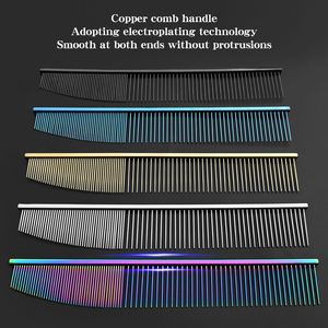 Pettine professionale per toelettatura animali, pettine dritto color oro, alta qualità per uso domestico, pettine per toelettatura animali con aghi in acciaio ad alta resilienza - Product Image 2