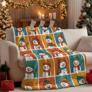 Christmas Snowman Santa Snowflake <b>Flannel</b> Blanket Throw Blanket Nap Blanket Xmas Gift Holiday Decor Super Soft Machine Washable - Product Image 3