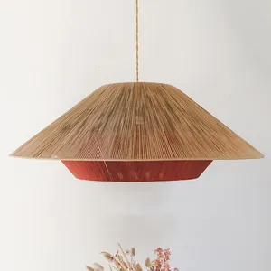 Indoor Decorative Hanging Dome Shade Ceiling Light Wick Bamboo Basket Pendant Light