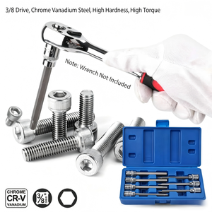 ชุดซ็อกเก็ตหกเหลี่ยม DIY 7 ชิ้น ขนาด 3/8 นิ้ว ชุบโครเมียม สำหรับซ่อมยานยนต์ - Product Image 5