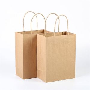 Custom Printed Kraft Paper Shopping Bag With Handle Logo Packaging Bag for Sandwich Coffee <b>Snack</b> Takeaway Use - Product Image 1