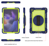 Étui de protection robuste en silicone pour PC portable, avec béquille rotative à 360° et dragonne, idéal pour étudiants, compatible Galaxy Tab A9 Plus X210