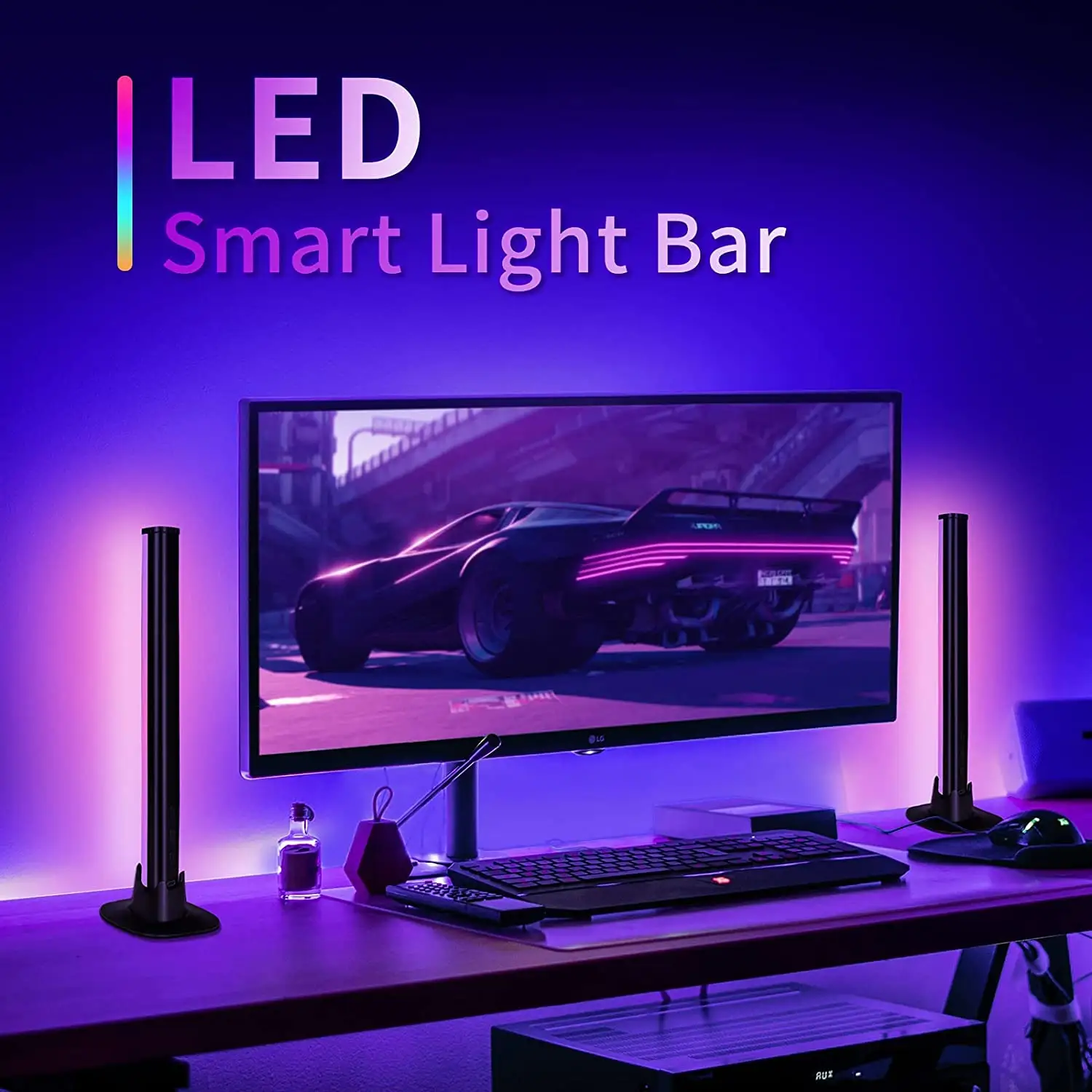 New RGB Music Backlights Sound Control Smart Night Light Bars Works with LED Light for Gaming TV Decoration Lamp