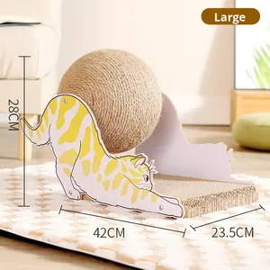 Giocattolo per Gatti in Cartone Ondulato con Pallina Tiragraffi in Sisal, Stile Carino - Product Image 6