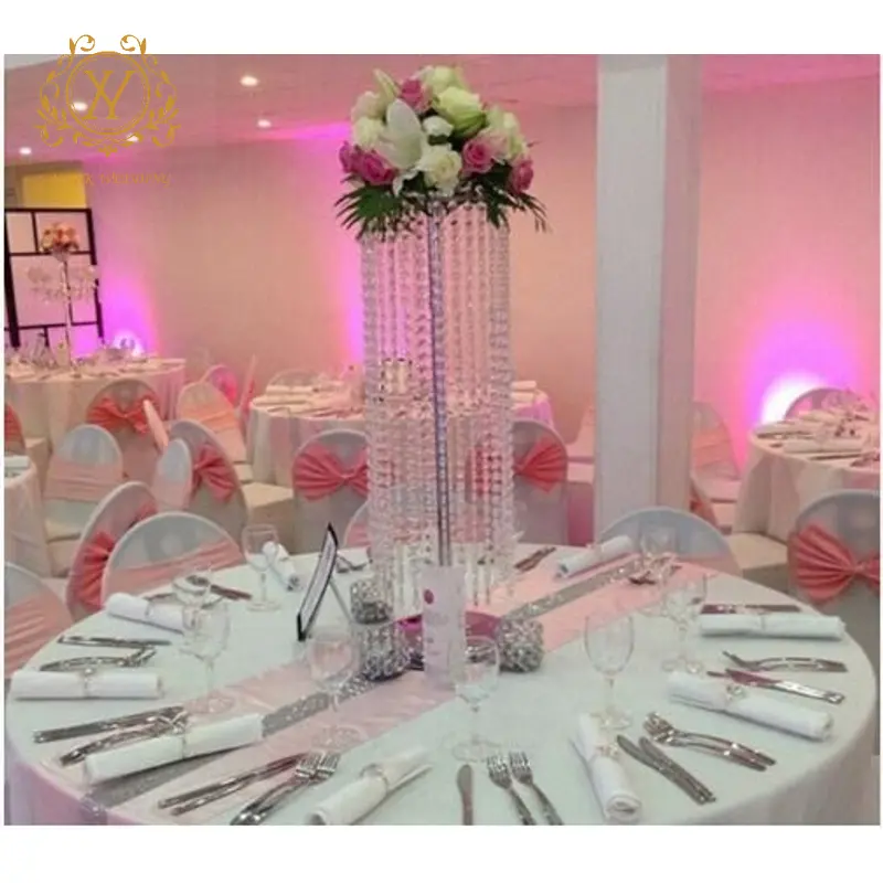 Bunga akrilik berdiri dekorasi pernikahan latar belakang kristal Gang pernikahan lorong alas vas bunga Stan