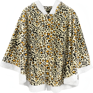 Poncho-couverture tricotée d'hiver pour <span class=keywords><strong>femme</strong></span>, douillette, 100 % polyester, en <span class=keywords><strong>polaire</strong></span> flanelle sherpa, anti-acariens, motif léopard, avec <span class=keywords><strong>capuche</strong></span> - Product Image 2