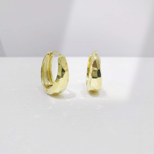 wholesale plata 925 sterling silver Luxury Geometric Hoop earring Everyday Wear women western hip hop zirconia 18k gold earrings - Product Image 3