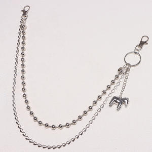 Cadena de cintura de doble capa con cuentas metálicas y colgante de animal, estilo punk, unisex, accesorio casual para mezclilla, aleación de zinc - Product Image 4